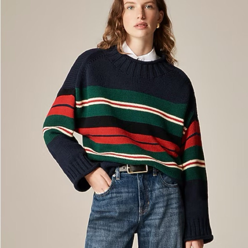 J. Crew 2025 Rollneck Sweater Rugby Stripe, women’s size S